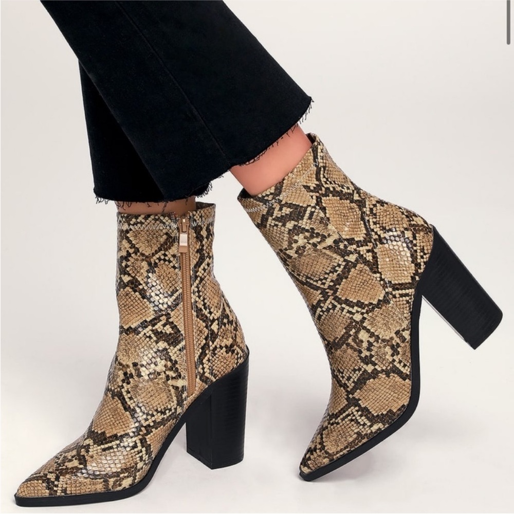 Lulus snake booties.